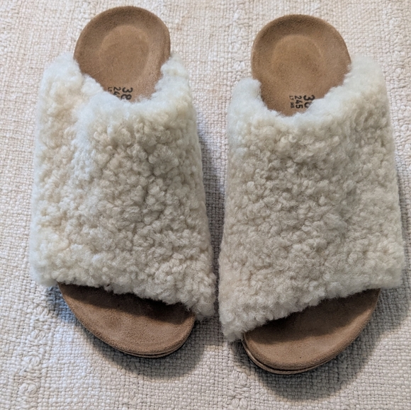 Birkenstock Papillio Cozy Cream Fuzzy Slide Sandals Sz 38, 7.5 - Picture 4 of 4